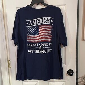 Bella Canvas Nine Line Navy American Flag Men's T-Shirt "America". Size XL